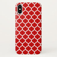 Motif de treillis luxueux rouge à quatre feuilles