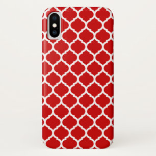 Coque Case-Mate iPhone Motif de treillis luxueux rouge à quatre feuilles