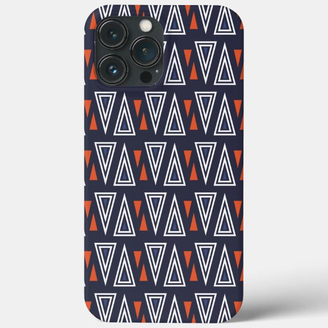 Coques Case-Mate iPhone Motif de triangles géométriques bleu foncé et roug (Verso)