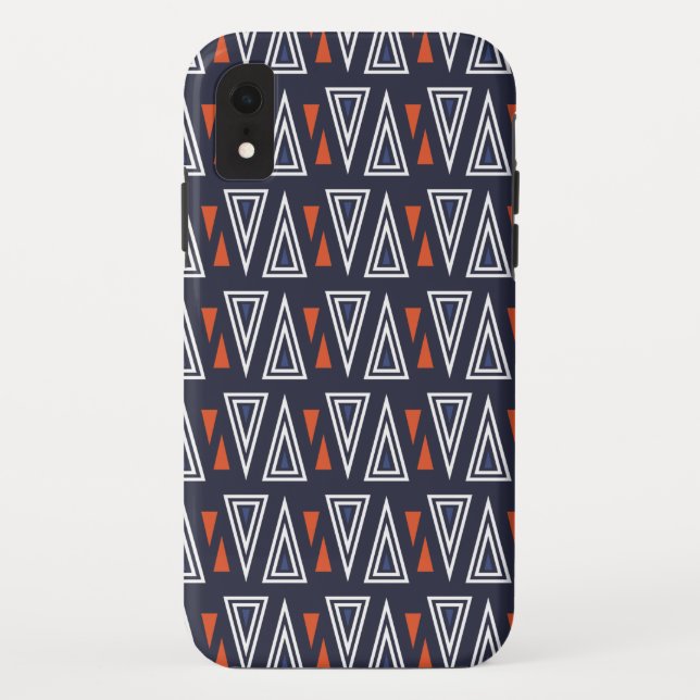 Coques Case-Mate iPhone Motif de triangles géométriques bleu foncé et roug (Dos)