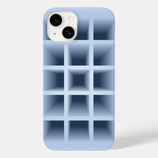 Coques Case-Mate iPhone Motif de trous carrés bleus (Verso)