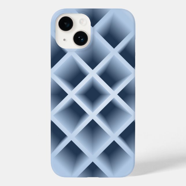 Coques Case-Mate iPhone Motif de trous carrés bleus (Verso)