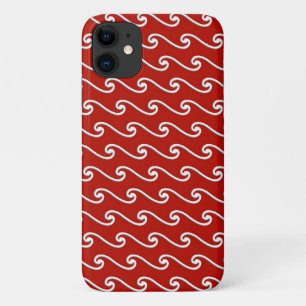 Etui iPhone Case-Mate Motif de vague chinois - blanc sur rouge foncé