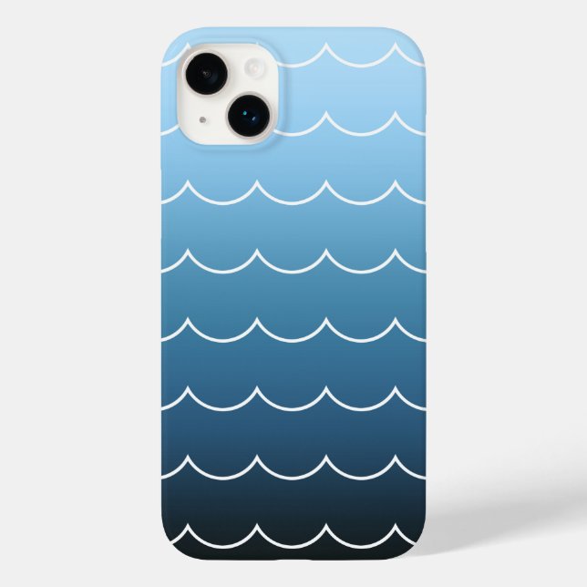 Coques Case-Mate iPhone Motif de vague moderne Calme dégradé bleu (Verso)