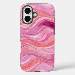 Coque Pour iPhone 16 Motif de vagues à l'aquarelle rose