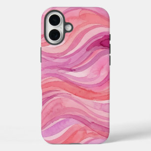 Coque Pour iPhone 16 Plus Motif de vagues à l'aquarelle rose