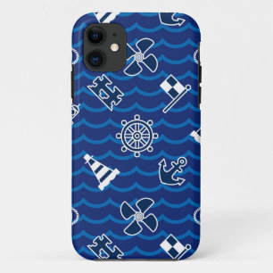 Coque iPhone 11 Motif de vagues nautique mignon