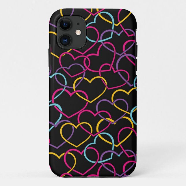 Coques Case-Mate iPhone Motif de Valentine avec des coeurs de couleur (Dos)