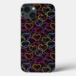 iPhone 13 Case Motif de Valentine avec des coeurs de couleur