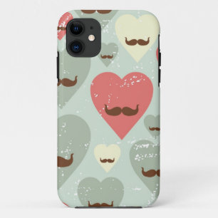 Coque iPhone 11 Motif de Valentine avec le coeur et la moustache