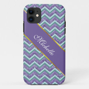 Coque iPhone 11 Motif de verre Amethyst Zigzag