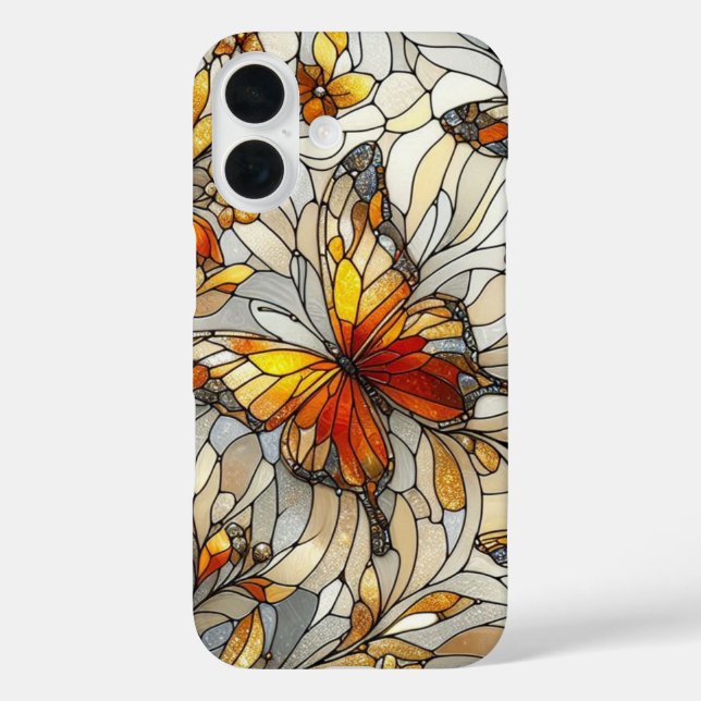 Coques Case-Mate iPhone Motif de verre teinté papillon ambre  (Verso)