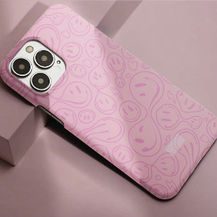Coque Case-Mate iPhone Motif de visage souriant rétro groovy rose pastel
