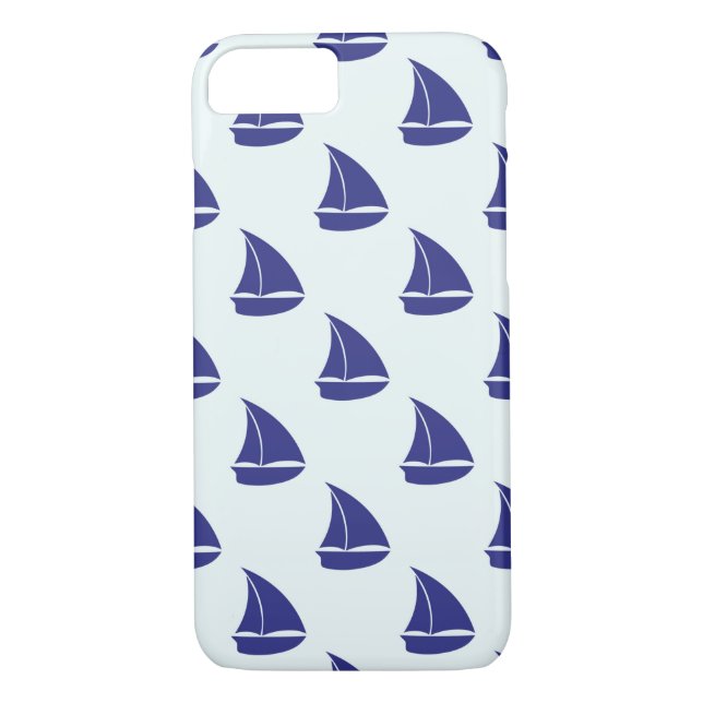Coques Case-Mate iPhone Motif de voilier de bleu royal (Dos)