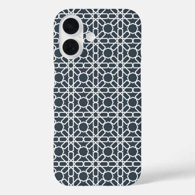 Coques Case-Mate iPhone Motif de zellige du Maroc blanc et gris charbon de (Verso)