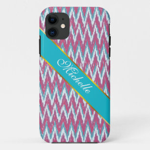 Coque Case-Mate Pour iPhone Motif de zigzag d'iKat de canneberge et de Teal