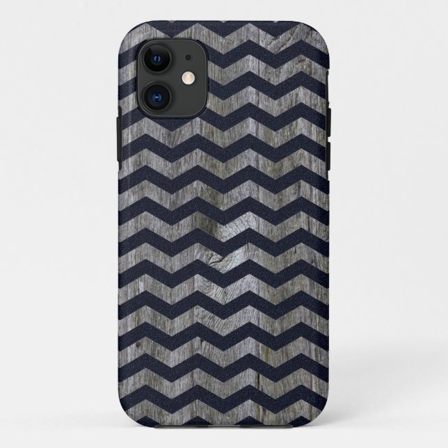 Coques Case-Mate iPhone Motif de zigzag en bois de zigzag de chevron de (Dos)