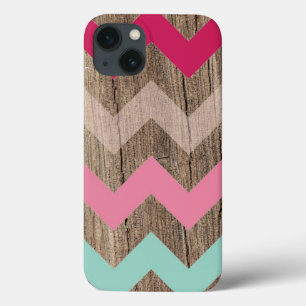 Coque Case-Mate iPhone Motif de zigzag en pastel en bois de zigzag de