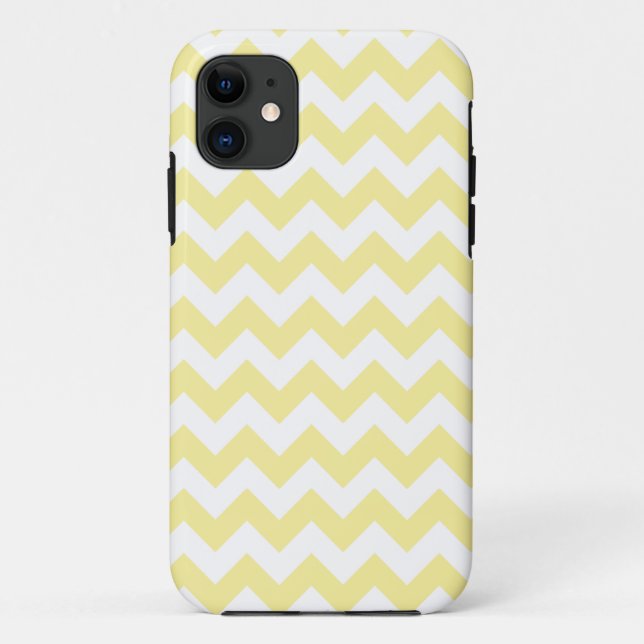 Coques Case-Mate iPhone Motif de zigzag jaune-clair (Dos)