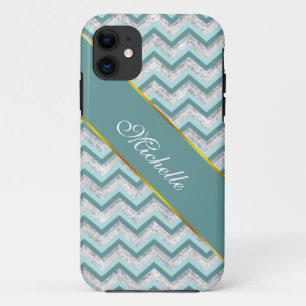 Case-Mate iPhone Case Motif de zigzag turquoise et en cristal