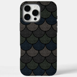 Coque iPhone 16 Pro Max Motif d'écailles de dragon festonnées foncées