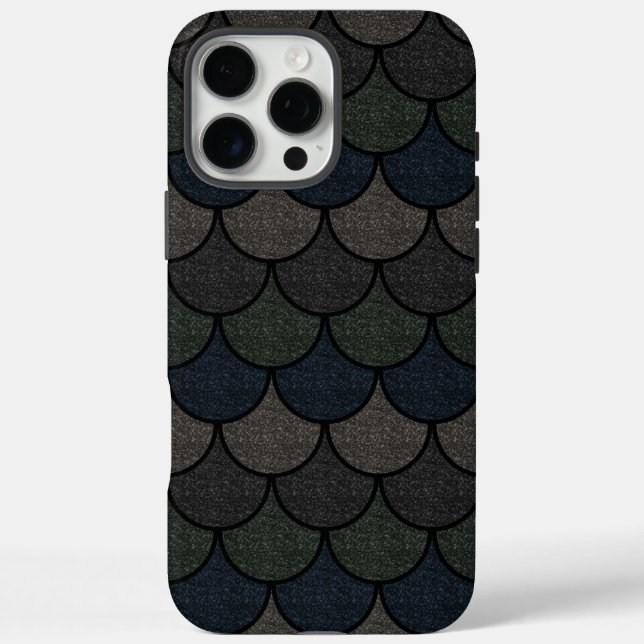 Coques Case-Mate iPhone Motif d'écailles de dragon festonnées foncées (Verso)
