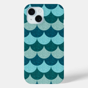 Coque Case-Mate iPhone Motif d'écailles de sirène pailletées bleues