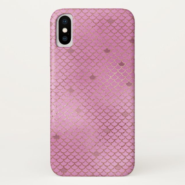 Coques Case-Mate iPhone Motif d'échelle de sirène rose pâle (Dos)