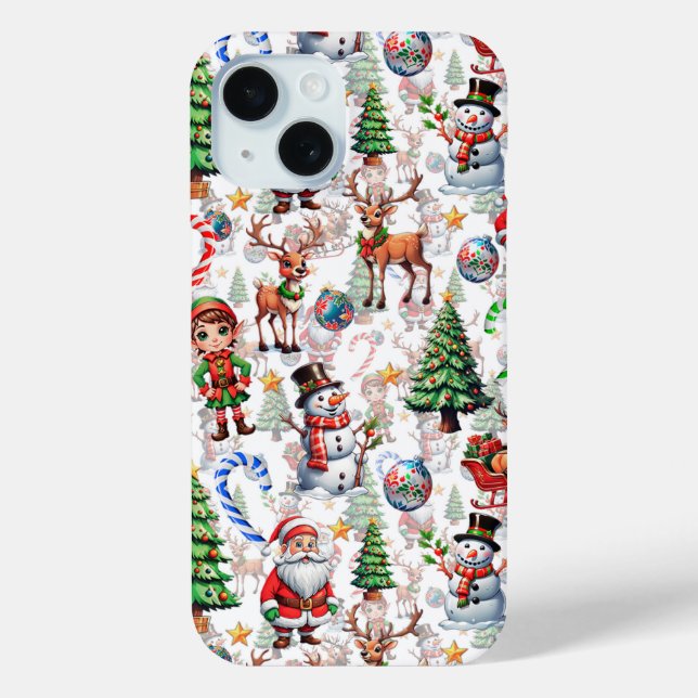 Coques Case-Mate iPhone Motif décoratif de Noël sur fond blanc (Verso)