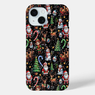 Coque Case-Mate iPhone Motif décoratif de Noël sur fond noir