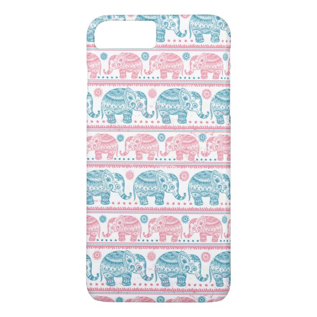 Coques Case-Mate iPhone Motif D'Éléphant D'Origine Rose Et Turquoise (Dos)