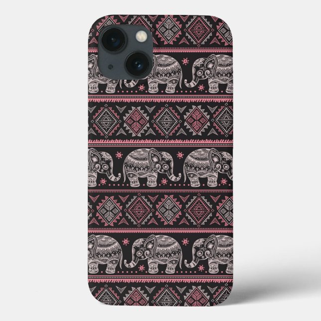 Coques Case-Mate iPhone Motif d'éléphant noir (Verso)