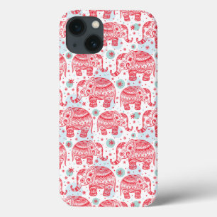 Etui iPhone 13 Motif d'éléphant rouge
