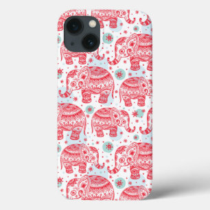 Etui iPhone 13 Motif d'éléphant rouge