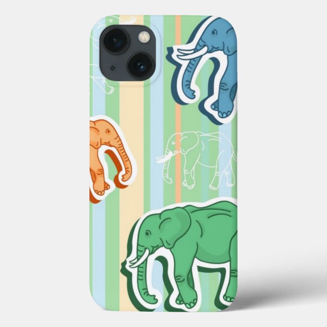 Coques Case-Mate iPhone Motif d'éléphant sur les rayures vertes (Verso)
