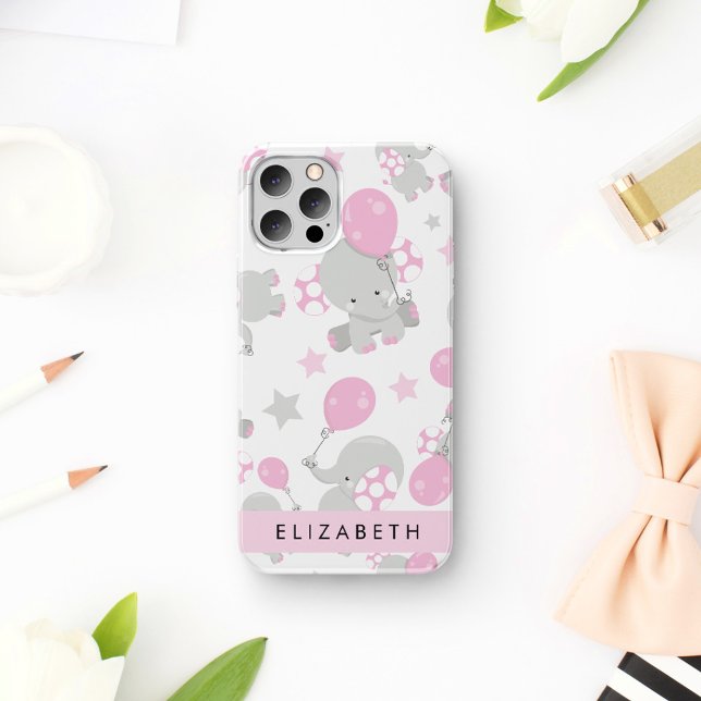 Coques Case-Mate iPhone Motif D'Eléphants, Eléphants Mignons, Votre Nom (Créateur téléchargé)