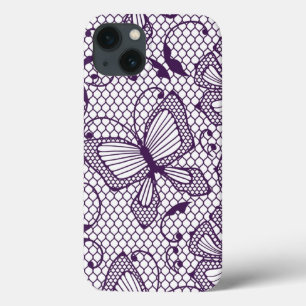 iPhone 13 Coque Motif dentelle avec papillons