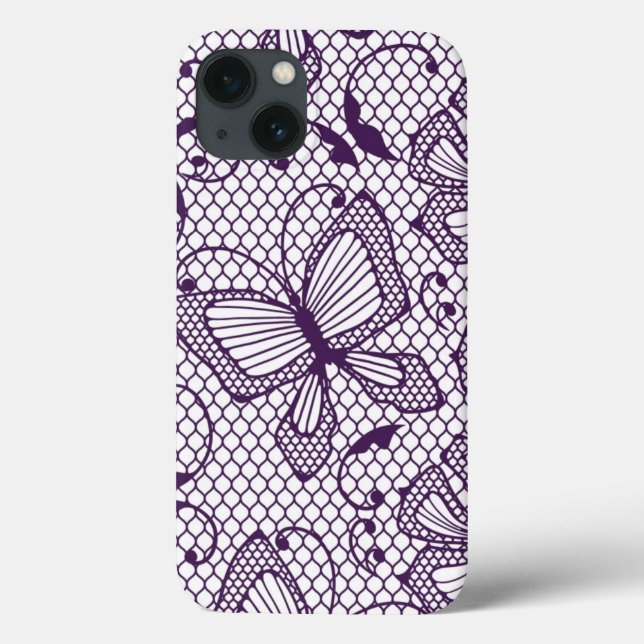 Coques Case-Mate iPhone Motif dentelle avec papillons (Verso)