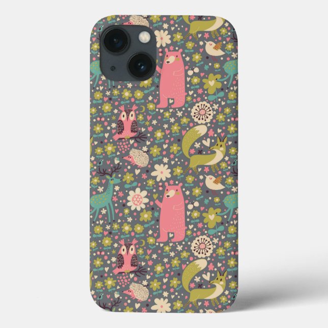 Coques Case-Mate iPhone Motif des animaux de forêt mignons (Verso)