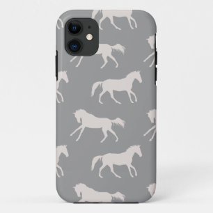 Coque iPhone 11 Motif des Chevaux de Galloping Gray