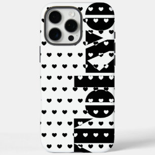 Coque iPhone 16 Pro Max Motif des Coeurs Noir et Blanc de New York