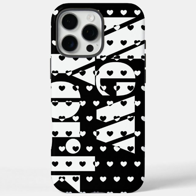 Coques Case-Mate iPhone Motif des Coeurs Noir et Blanc de New York (Verso)