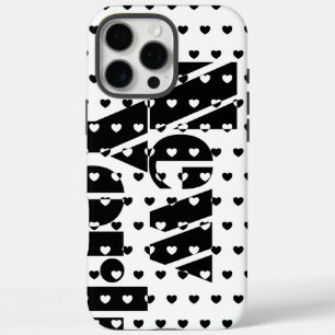 Coque iPhone 16 Pro Max Motif des Coeurs Noir et Blanc de New York