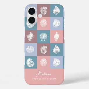 Coque Pour iPhone 16 Plus Motif des coquillages de nom et d'emplacement pers