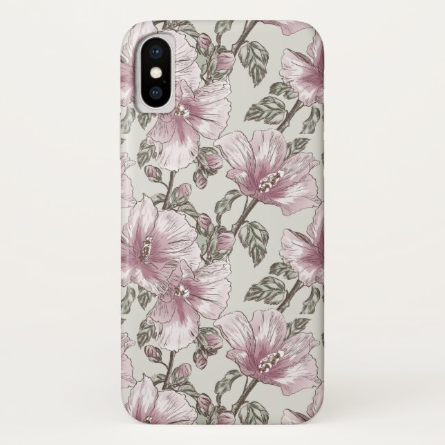 Coques Case-Mate iPhone Motif des fleurs d'hibiscus roses rousses (Dos)