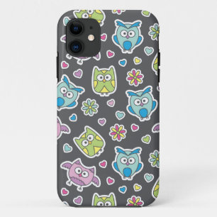 Coque iPhone 11 motif des hiboux de bande dessinée