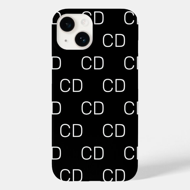 Coques Case-Mate iPhone Motif des initiales en noir blanc (Verso)