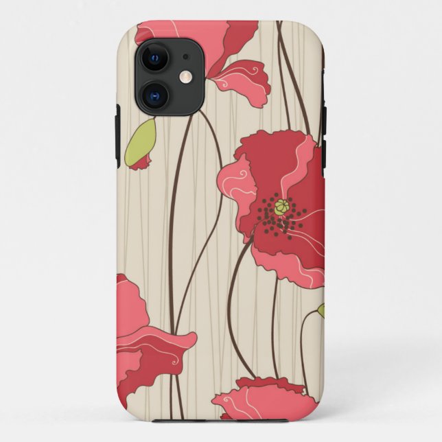 Coques Case-Mate iPhone Motif des Poppies rétro (Dos)