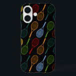 Coques iPhone 16 motif des raquettes de tennis colorées<br><div class="desc">Un motif de raquettes de tennis de différentes couleurs</div>