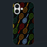 Coques iPhone 16 motif des raquettes de tennis colorées<br><div class="desc">Un motif de raquettes de tennis de différentes couleurs</div>